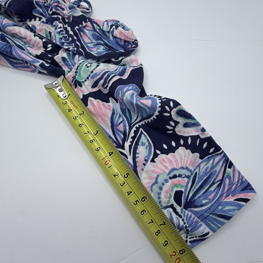 Lilly Pulitzer Girls Ruffle Romper Pink Blue Floral Size S 4/5 Holy Flockamolie - Picture 10 of 12